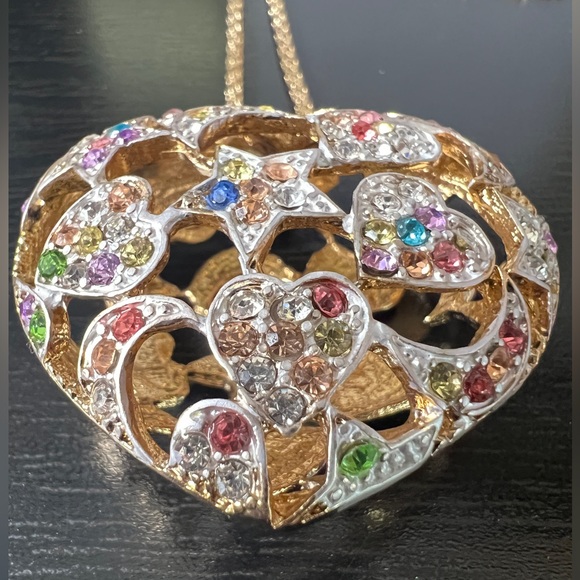 ⭐️ NWT! Stars & Moon Heart Rhinestone Necklace - Picture 6 of 7